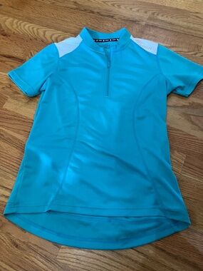 Canari Turquoise Short-Sleeve Cycling Jersey with White Shoulder Panels Sz S EUC